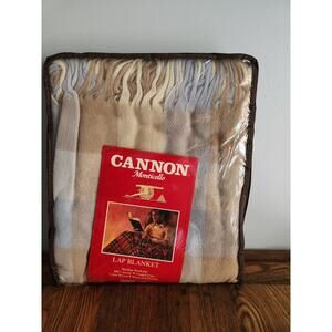 Vtg Canon Plaid Throw Lap Blanket Fringe Camp Picnic Made USA NEW